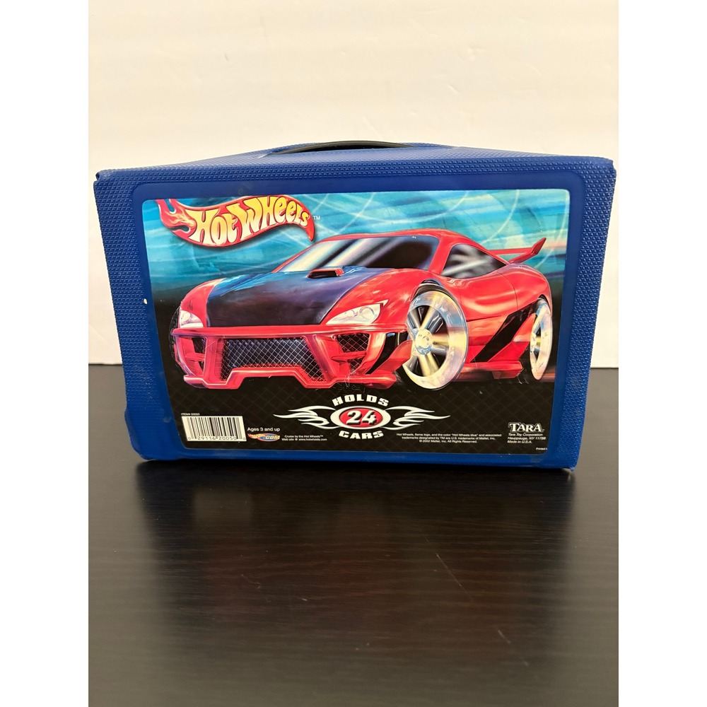 Hot Wheels Kids Toy Car Lot Blue Carrying Case 23 Diecast Vehicles Mixed Colors